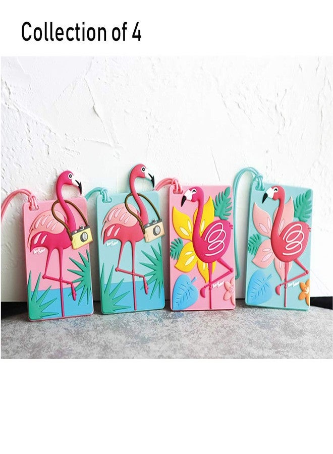 OVOV Traveler Luggage Tags Unique Cute Flamingo Luggage Tag Set of 4 - Image 2